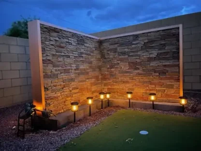 Double Desert Sunrise Faux Stone water fountain with copper trim