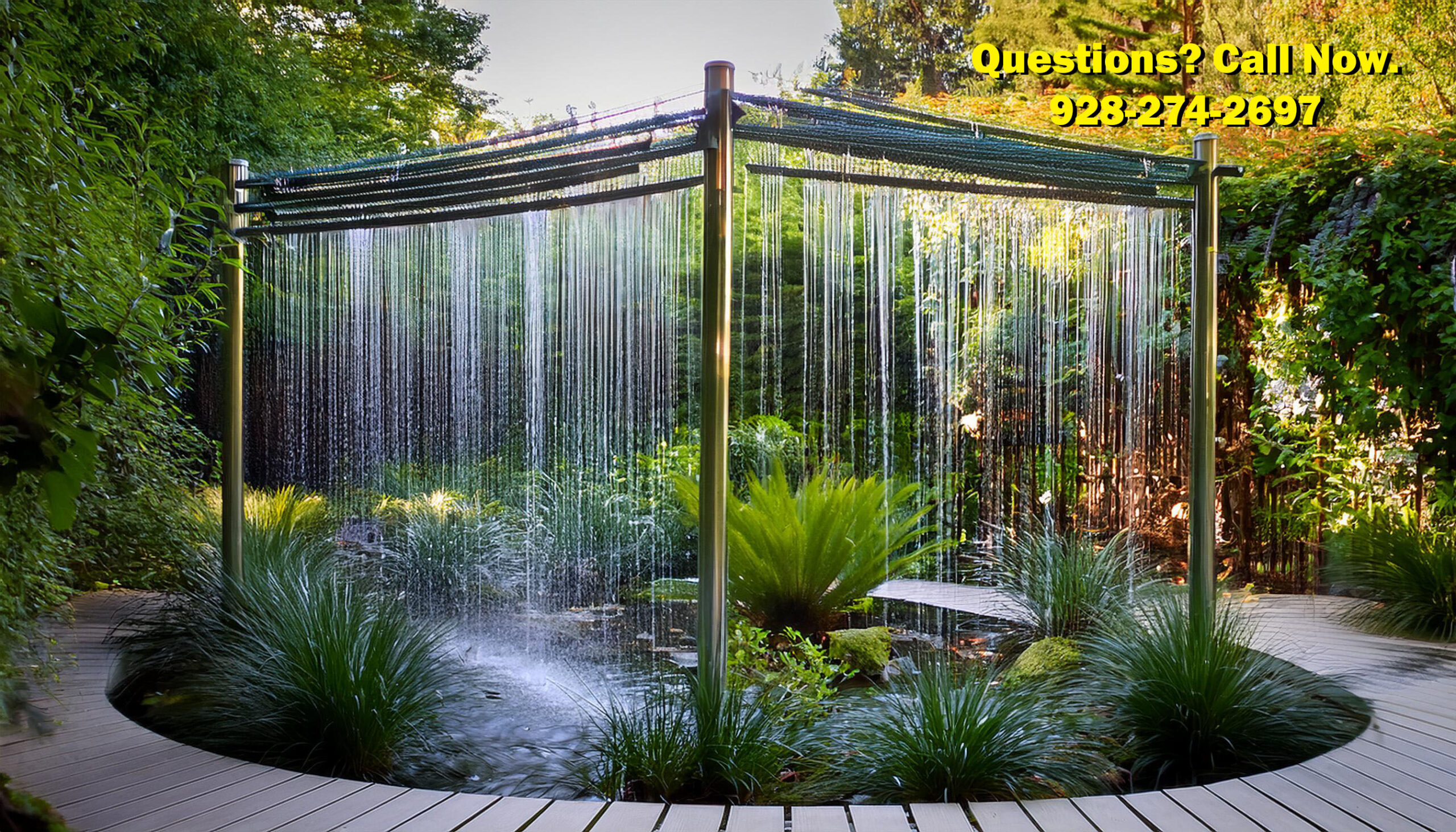 Brass Rain Curtain Water Feature