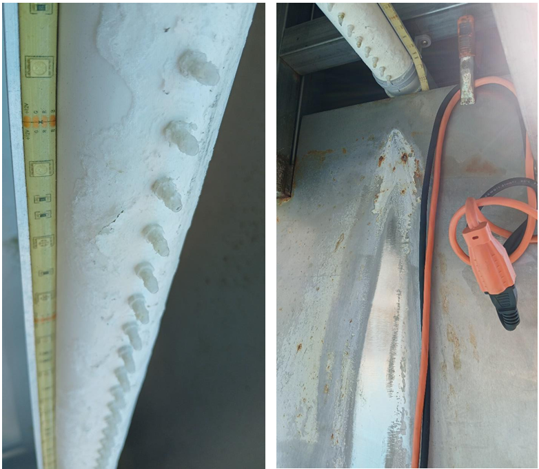 Results of hard water on stainless steel water feature