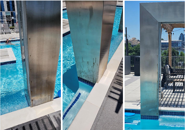 Signs of rust on 304 stainless from swimming pool water